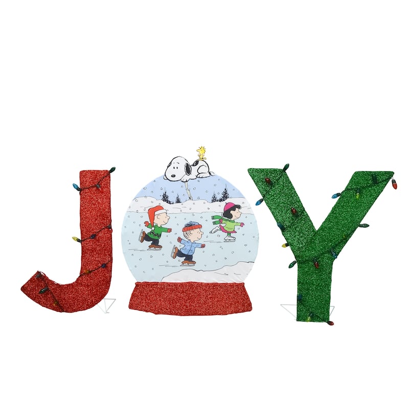 36" Peanuts S/3 JOY Snowglobe with Skaters and Snoopy