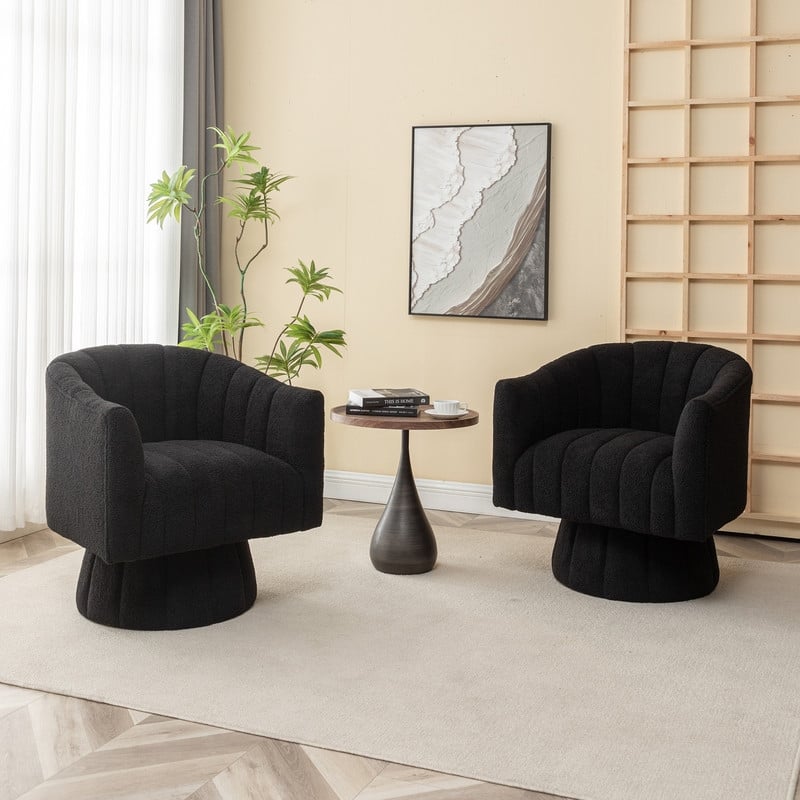 SEYNAR Modern Glam Velvet Upholstered Round Swivel Accent Barrel Chair Set of 2