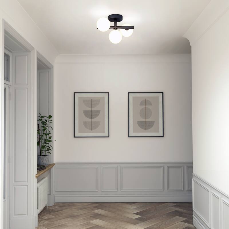 Artika Bloom Ceiling Flushmount Light, Black-3CCT