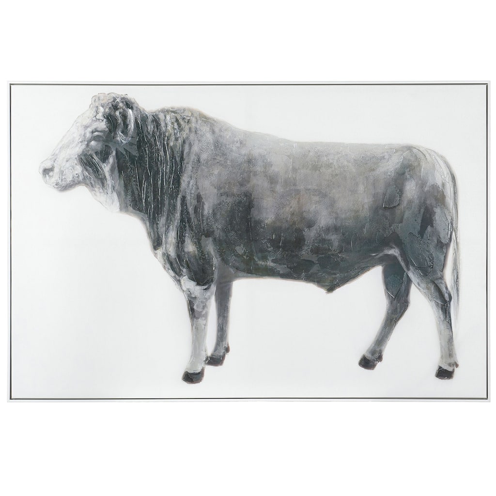 Rustic Cow - Black and White Farmhouse Inspired Canvas Wall Art