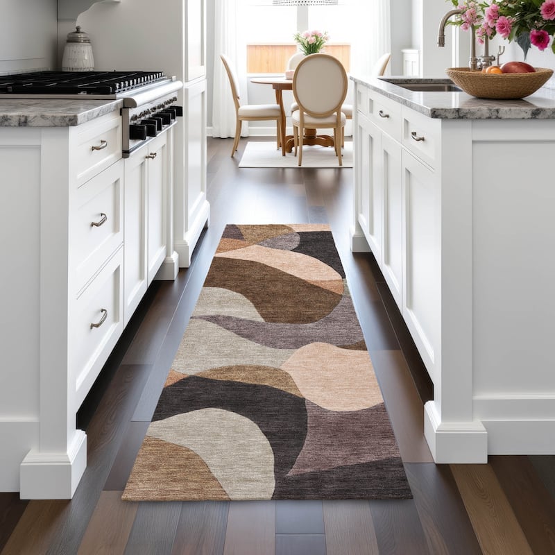 Machine Washable Indoor/Outdoor Modern Century Chantille Rug