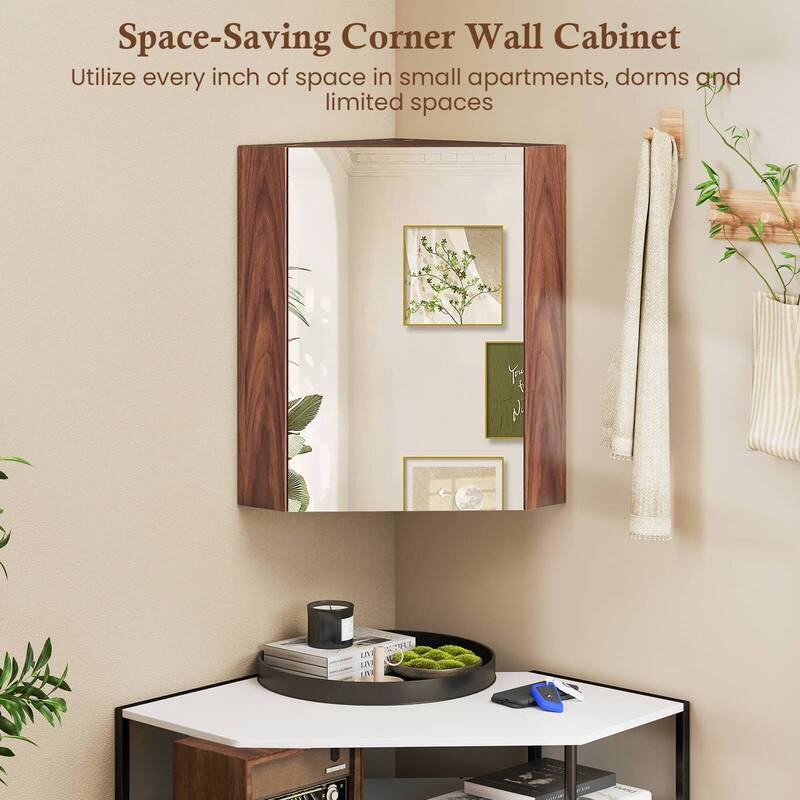 Costway 23.5" Wall Mounted Storage Organizer Corner Medicine Cabinet - See Details