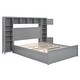 preview thumbnail 4 of 44, Queen Size Wooden Bed with Trundle, Cabinet, and Sockets, Grey