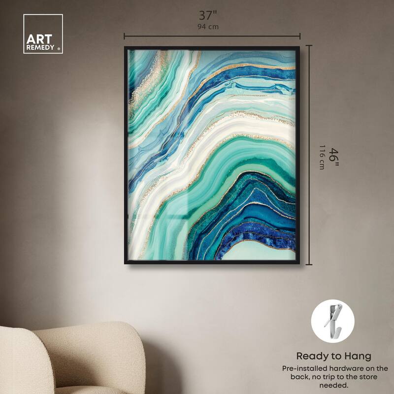 Blue Green Abstract Agate I Shadowbox by Art Remedy