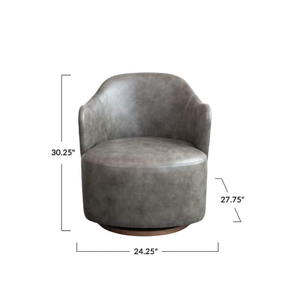 Faux Leather Upholstered Swivel Chair, Grey - 24.4"L x 27.8"W x 30.3"H