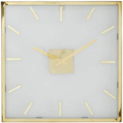 Stainless Steel Metal Decorative Wall Clock with Clear Face - Gold - Roche River Decor