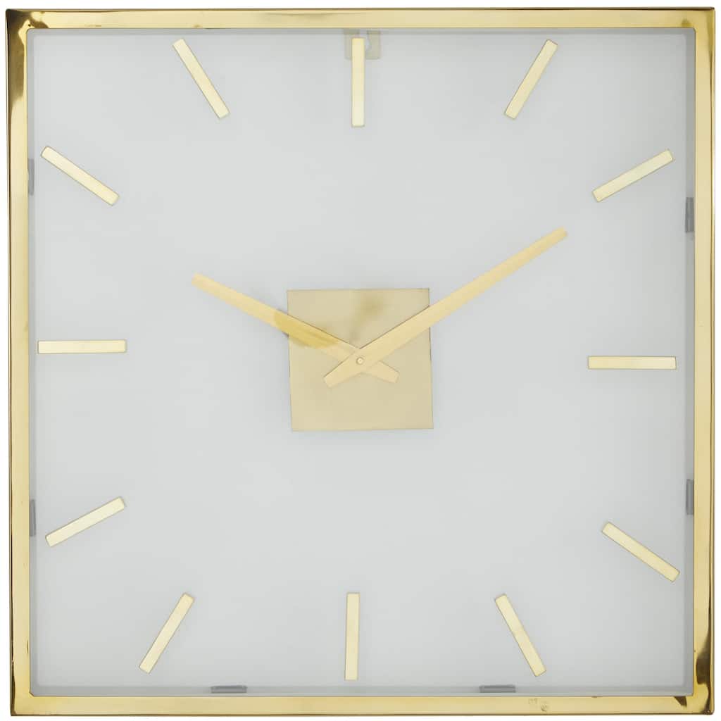 Stainless Steel Metal Decorative Wall Clock with Clear Face - Gold - Roche River Decor