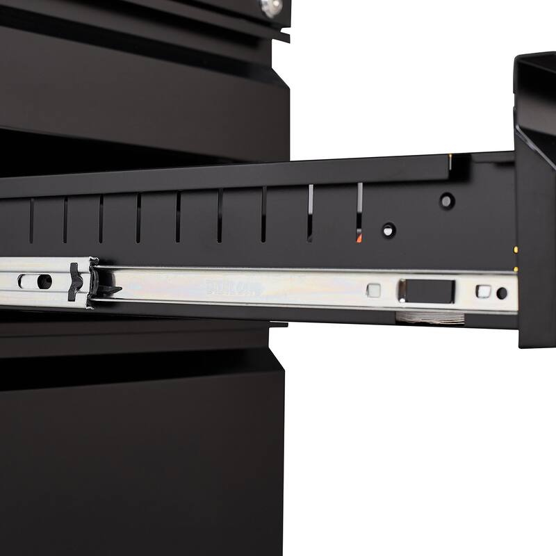 Modern Mobile File Cabinet, Storage Filing Cabinet with Lock, 2 Stationery Drawers and Pencil Tray, for Home Office, Black