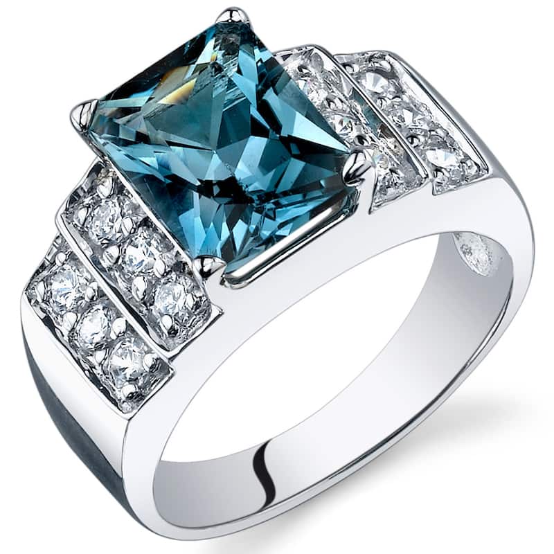 Sterling Silver 2.5 ct London Blue Topaz Birthstone Ring