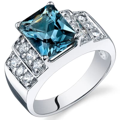 Sterling Silver 2.5 ct London Blue Topaz Birthstone Ring