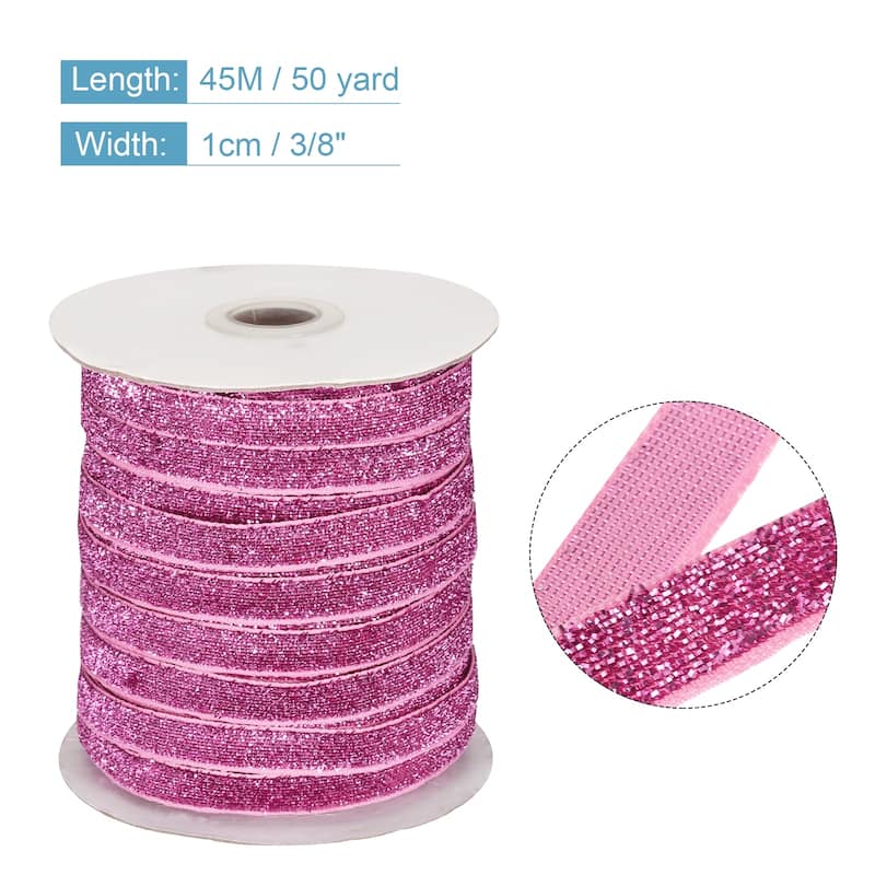 Metallic Glitter Velvet Ribbon 3/8 Inch x 50 Yard Single Face Ribbon