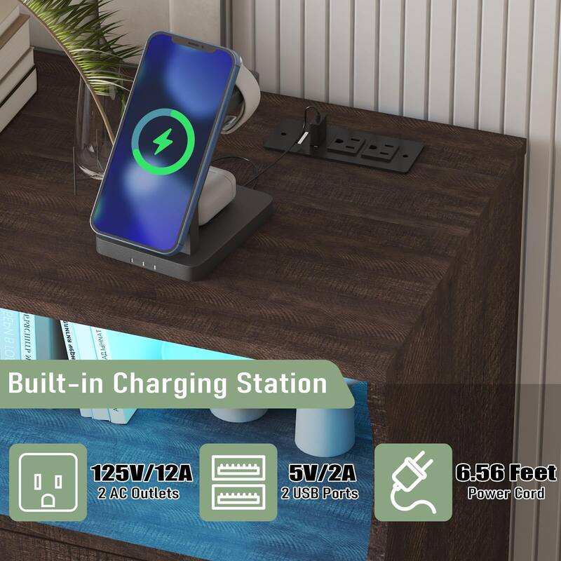 8 Drawers Wooden Dressers with Charging Station