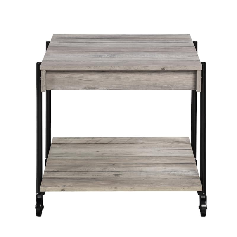 Hyssop Farmhouse Steel 3-Piece Coffee Table Set with Shelf by Furniture of America