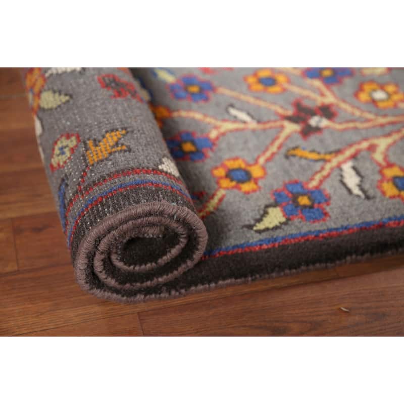 Animals Design Gray Ziegler Indian Accent Rug Hand-Knotted Wool Carpet - 2'11"x 4'11"