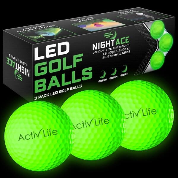 slide 2 of 6, Activ Life LED Golf Balls (3 Green) Best Glow in the Dark Golfer Gifts for Men and Women Night Golfing Unique Novelty
