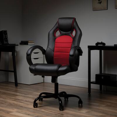 Essentials High-Back Racing Style Gaming Chair with Padded Arms by OFM