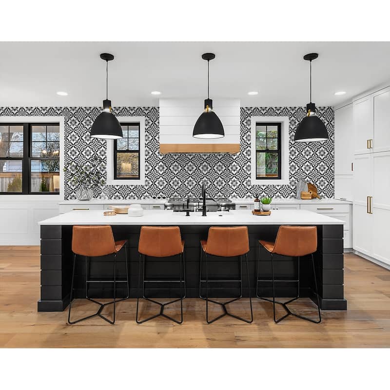 Arison, Porto Tile Onyx, 20.5 in. W x 18 ft. L roll, Peel and Stick Wallpaper Roll On Sale