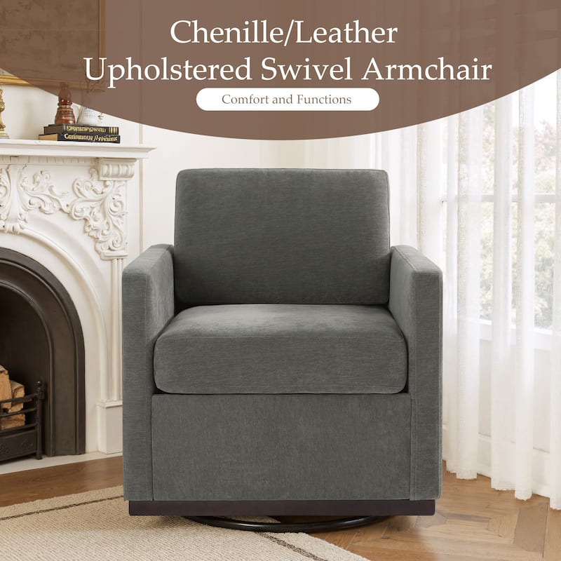 uixe Modern Upholstered Swivel Accent Chair with Pocket Spring Seat