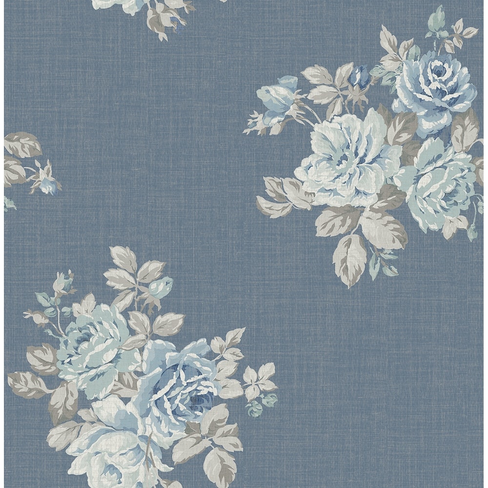 Seabrook Designs Aubree Rose Bouquet Unpasted Wallpaper