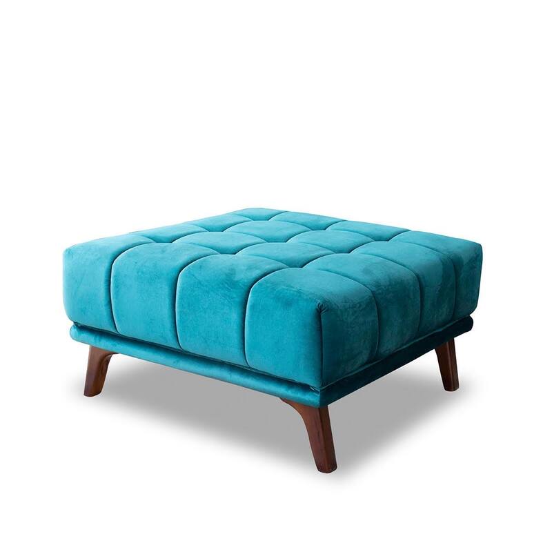 Kameron Mid-Century Modern Square Velvet Ottoman