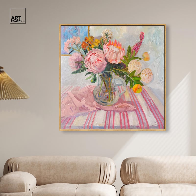 Pink Protea Pitcher Canvas by Art Remedy