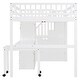 preview thumbnail 10 of 55, Space-Saving Loft Bed with Storage Stairs & Two Drawers, Wooden Full Bed Frmae wiht Shelves Wardrobe, Movable table & Side Desk