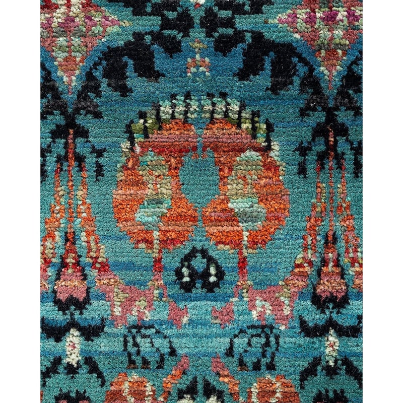 Modern One-of-a-Kind Handmade Area Rug - Black, 9' 2" x 12' 5" - 9' 2" x 12' 5"