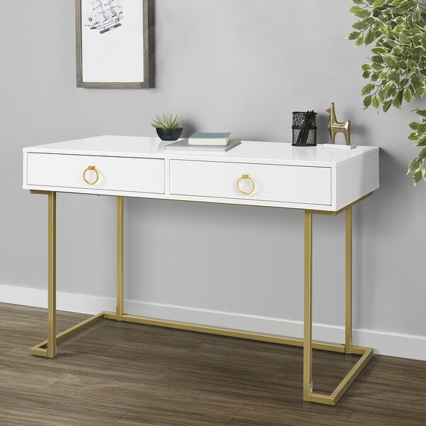 Shop BELLEZE Home Office Two-Drawers Computer Desk Vanity ...