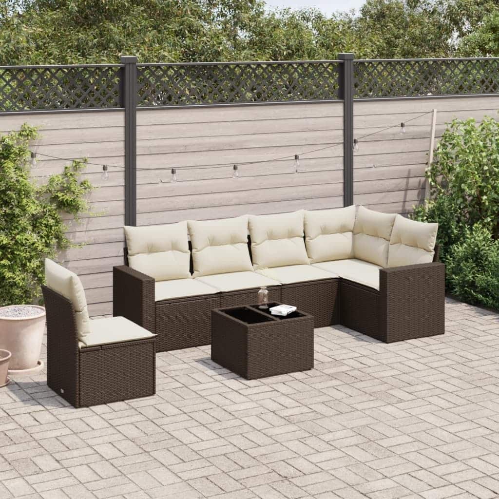 vidaXL Garden Sofa Set Brown PE Rattan Removable Covers Garden Sofa Set - 24.4 x 25.8 x 27.2
