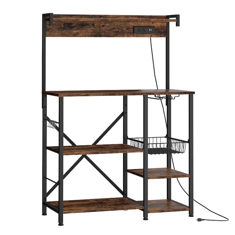 Kitchen Baker's Rack with Power Outlet & USB Ports, Storage Shelf
