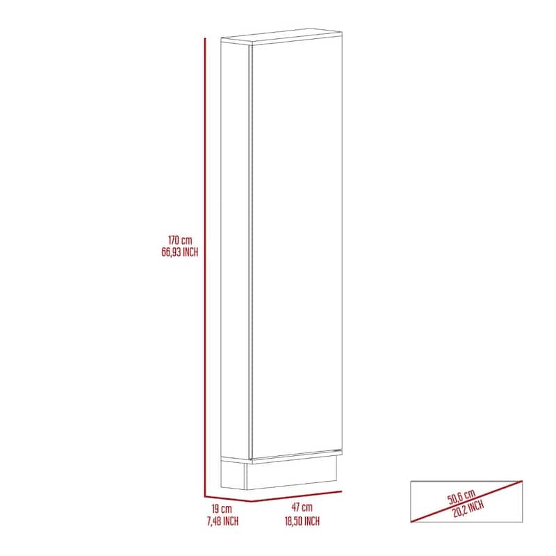TUHOME Leto XL Shoe Rack with Mirror and 5 Inner Shelvesck
