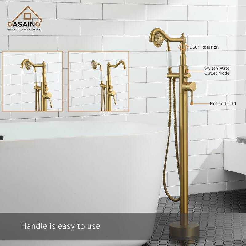 Single Handle Classical Freestanding Bathtub Faucet with Hand Shower Hand