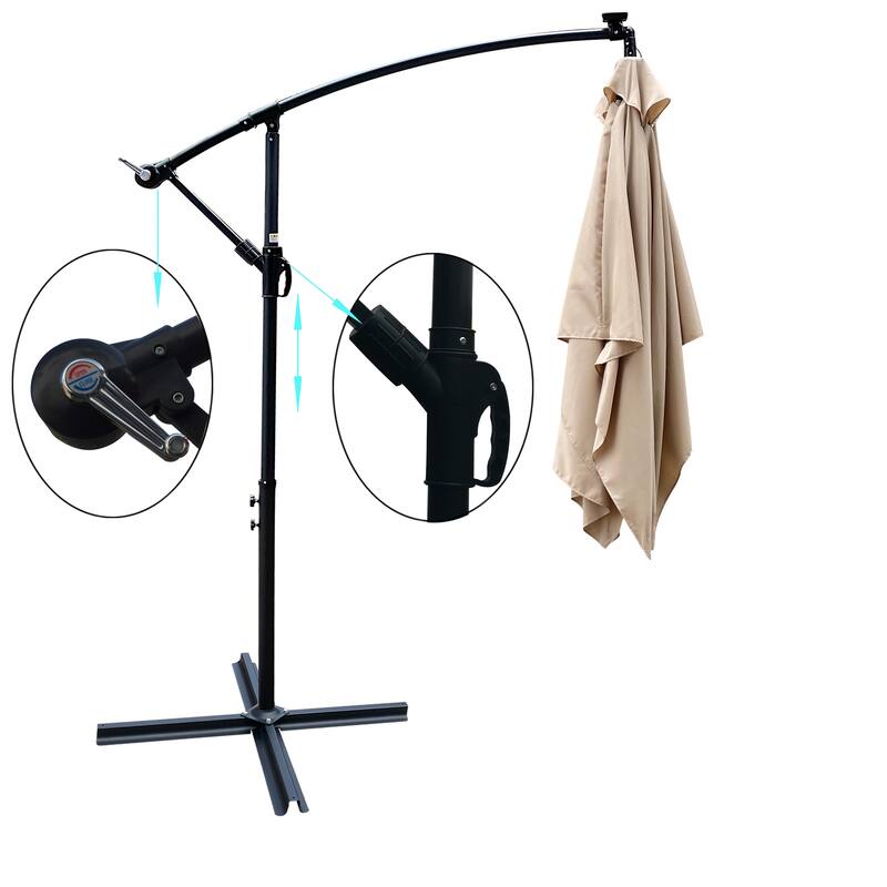 Rectangle 2x3M Outdoor Patio Umbrella Solar Powered LED Lighted