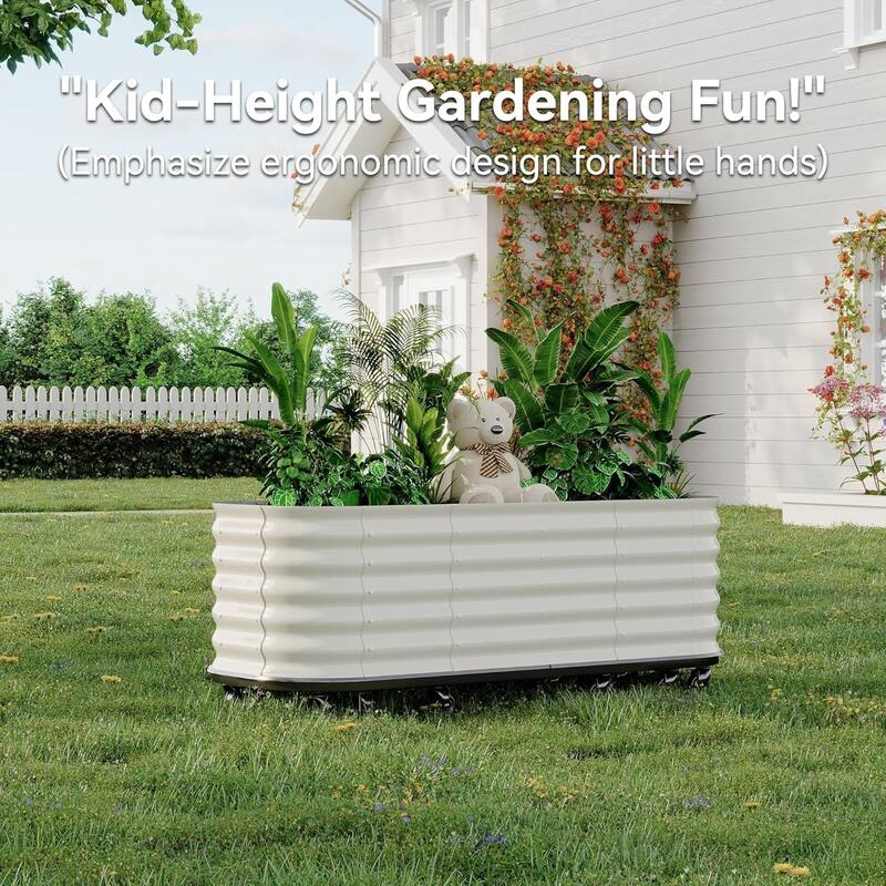 94x24x20in Galvanized Raised Garden Bed with Wheels and Water Reservoir Portable Rolling Elevated Raised Garden Bed Gray