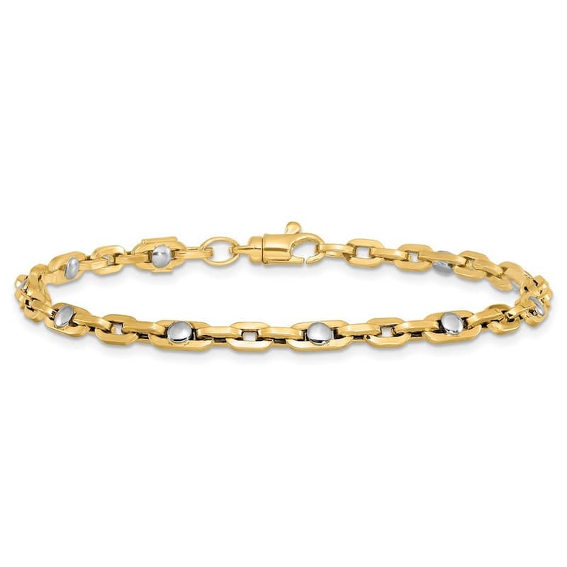 Curata 14k Two tone Gold Polished Link Bracelet 7.5 Inch