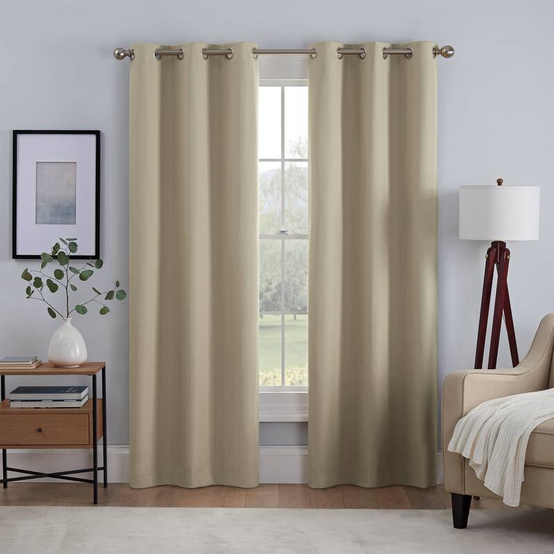 Eclipse Khloe 100% Absolute Zero Blackout Solid Textured Thermaback Curtain Single Panel