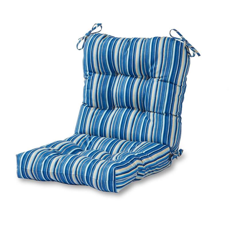 Coastal Stripe 21-inch x 42-inch Outdoor Seat/Back Chair Cushion (Cushion Only) - Sapphire