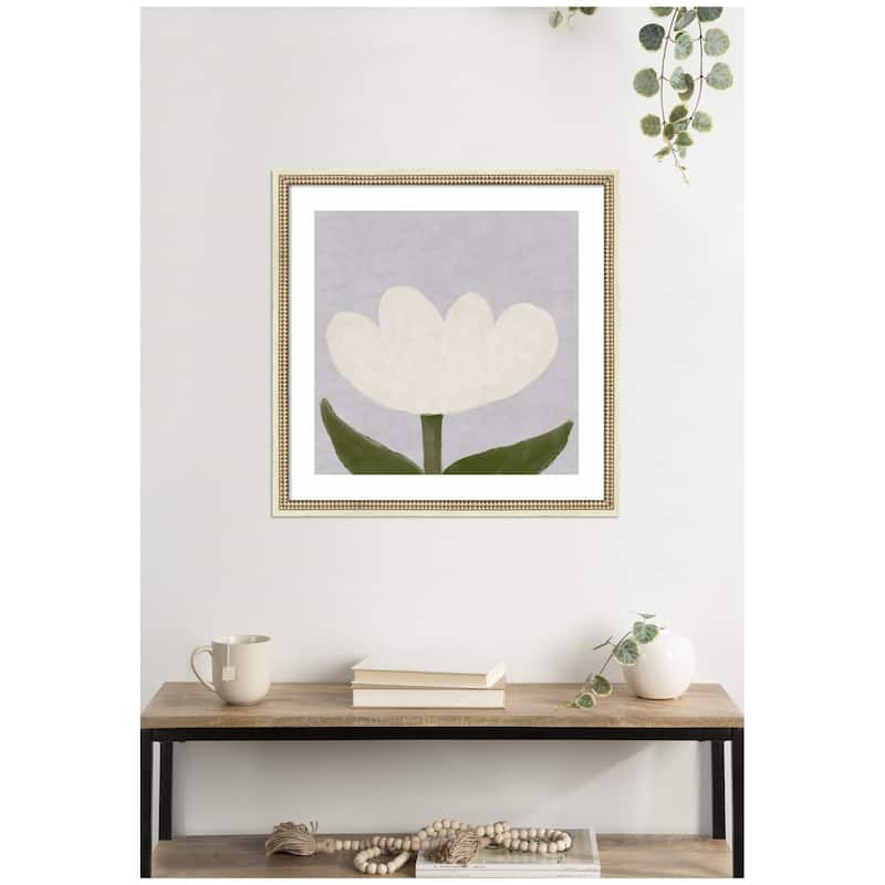 Kate and Laurel White Tulip by Gabrielly Guedes Framed Wall Art Print
