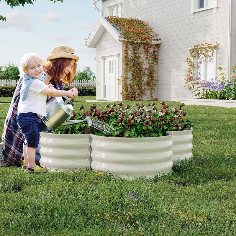 2-Pack 4x4x1Ft Raised Garden Bed Galvanized Outdoor Planter Open Base Green