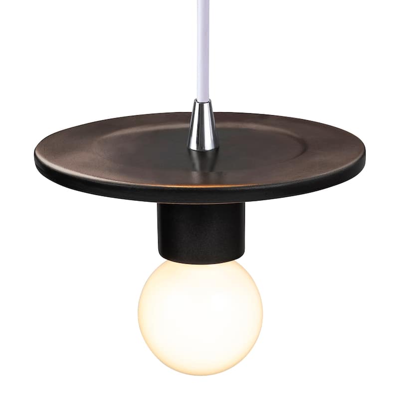 Justice Design Group Ceramic Discus Pendant - Carbon/Matte Black