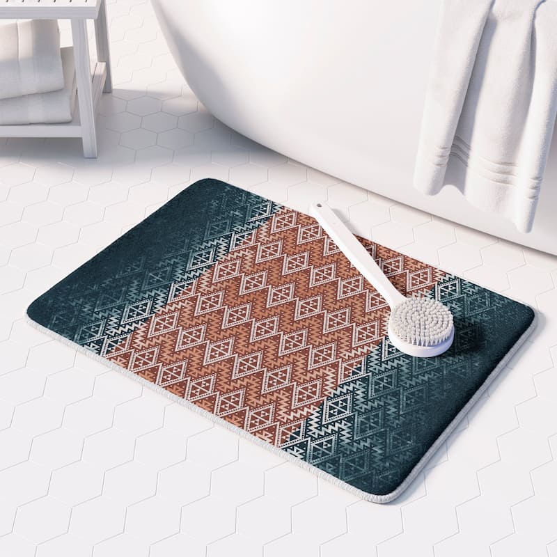 Laural Home Canyon Dark Cyan Green Memory Foam Rug