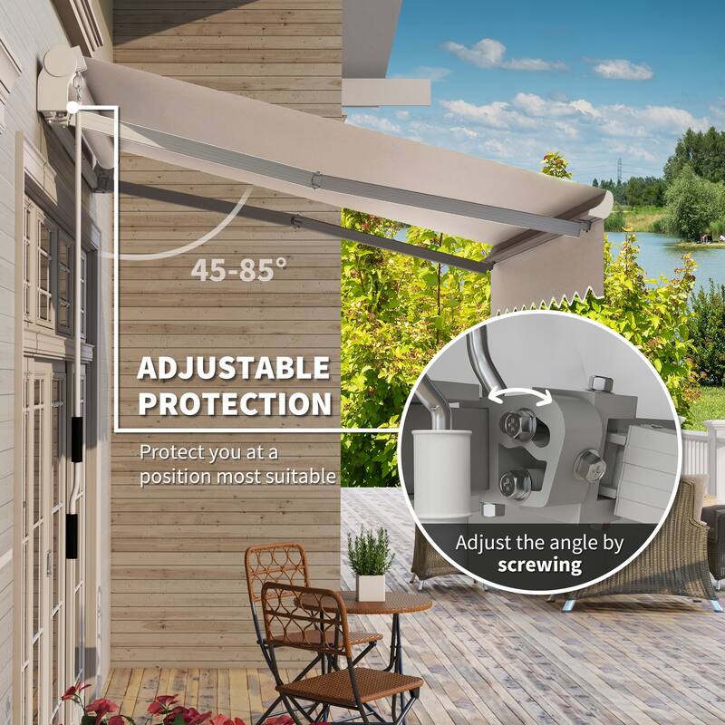 Outsunny 8' x 6.6' Patio Retractable Awning/Manual Exterior Sun Shade Deck Window Cover