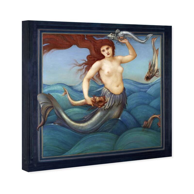 Wynwood Studio Canvas Fantasy and Sci-Fi A Sea Nymph by Sir Edward Burne Jones Blue and Teal Traditional Wall Art Canvas Print