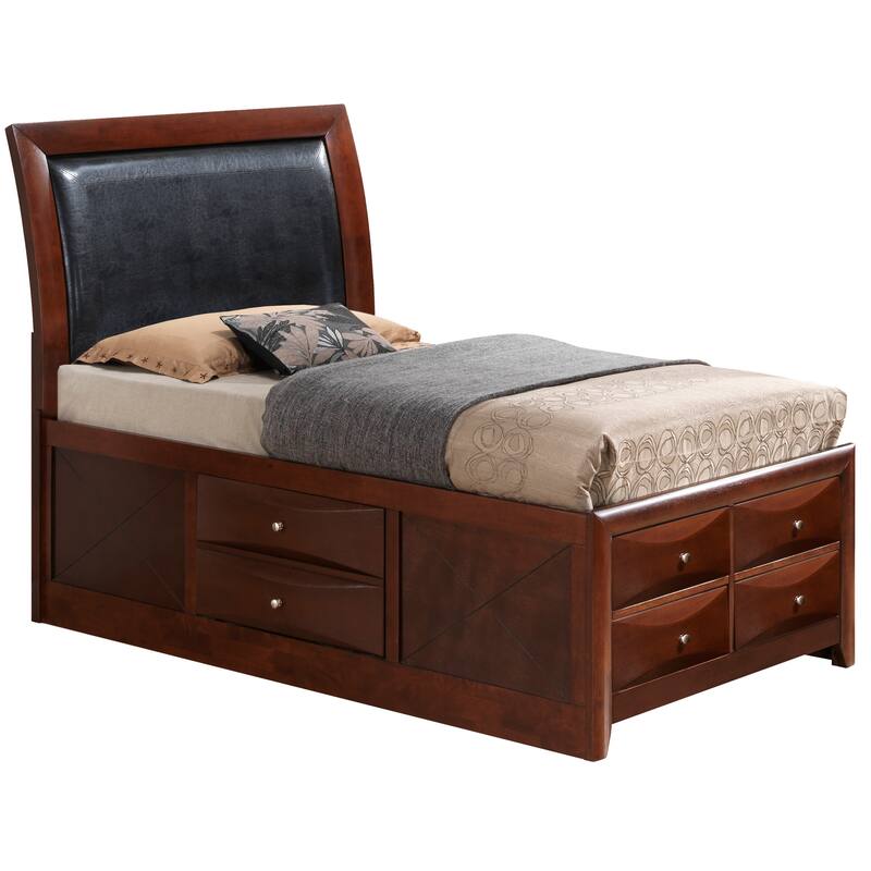 Glory Furniture Marilla Panel Storage Bed - Cherry - Twin