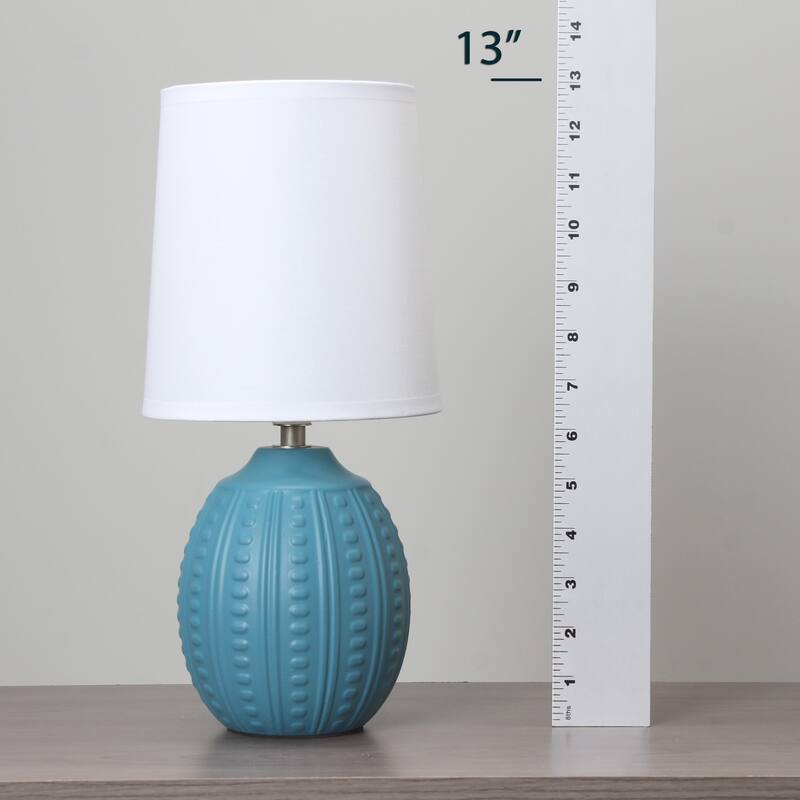 Mini Oval Table Lamp with Tapered Shade - 12.5" - Teal Blue
