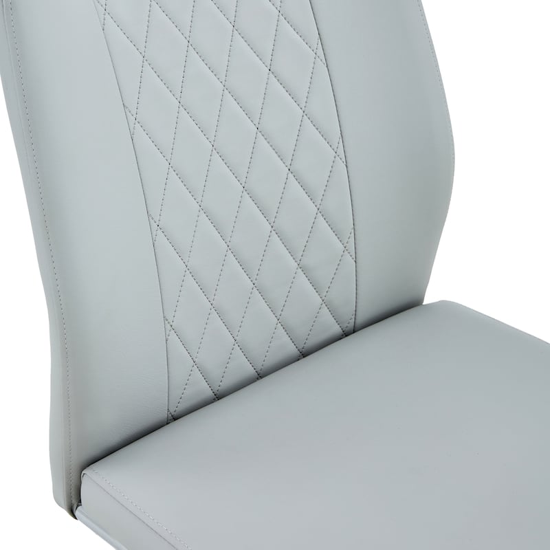 Faux Leather Dining Room Chairs with Upholstered Seat, Modern Kicthen Chairs Armless Accent Chairs with Metal Legs, Set of 4