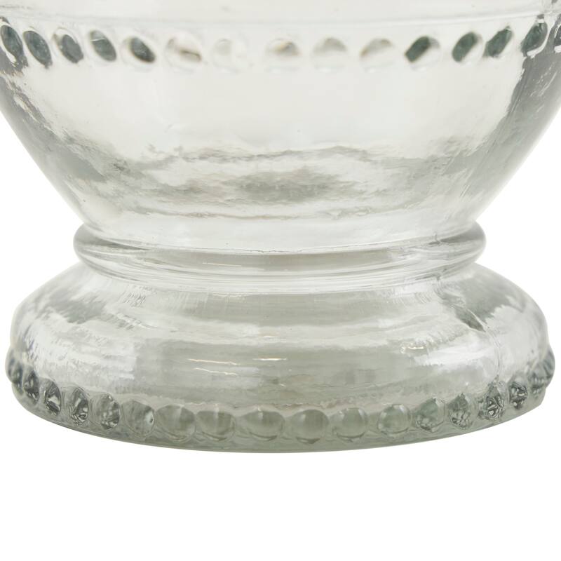 Clear Glass Beaded Living Room Decorative Jars with Wood Lids (Set of 2)