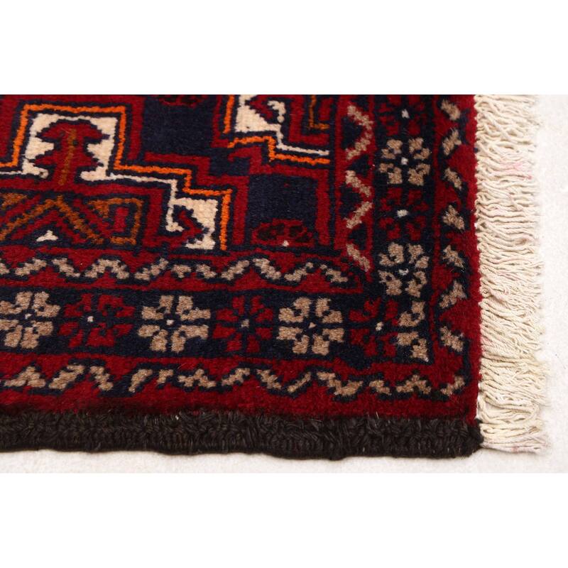 ECARPETGALLERY Hand-knotted Baluch Dark Navy, Red Wool Rug - 3'3 x 5'7