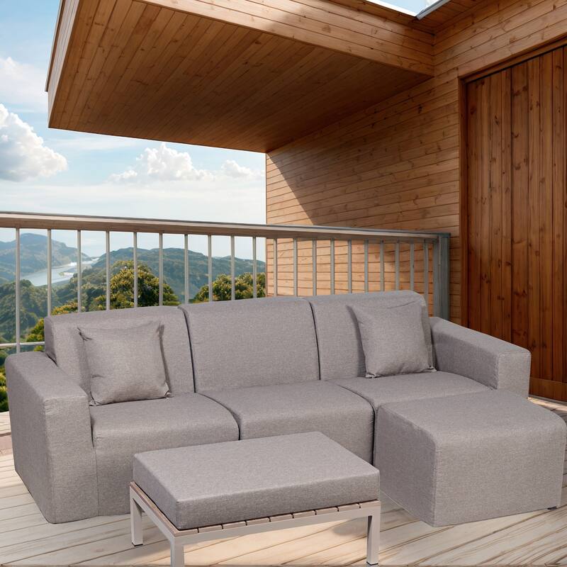 Outdoor and Indoor Modern Modular Patio Sectional Sofa with L-Shape Chaise, Cloud Sectional Couch with Comfy Chaise