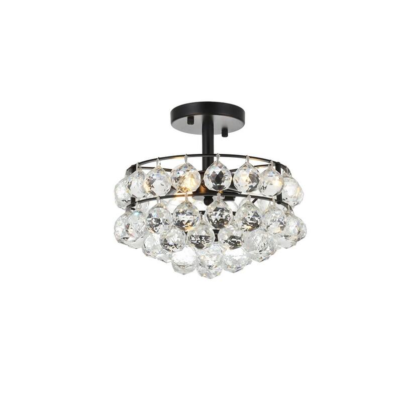 Elegant Lighting 1107F12 Savannah 3 Light 12" Wide Semi-Flush Bowl - Black